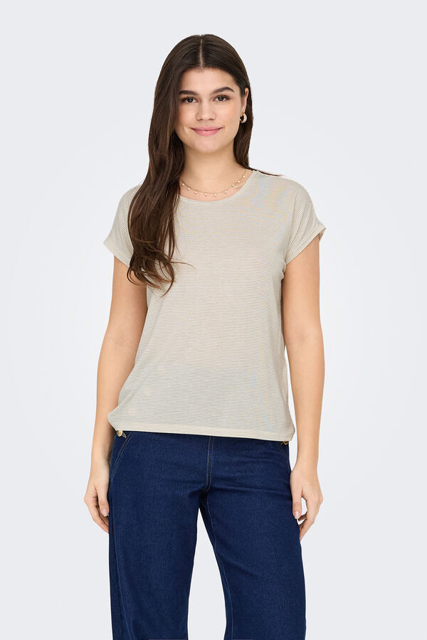 Only Camiseta regular fit glitter blanco