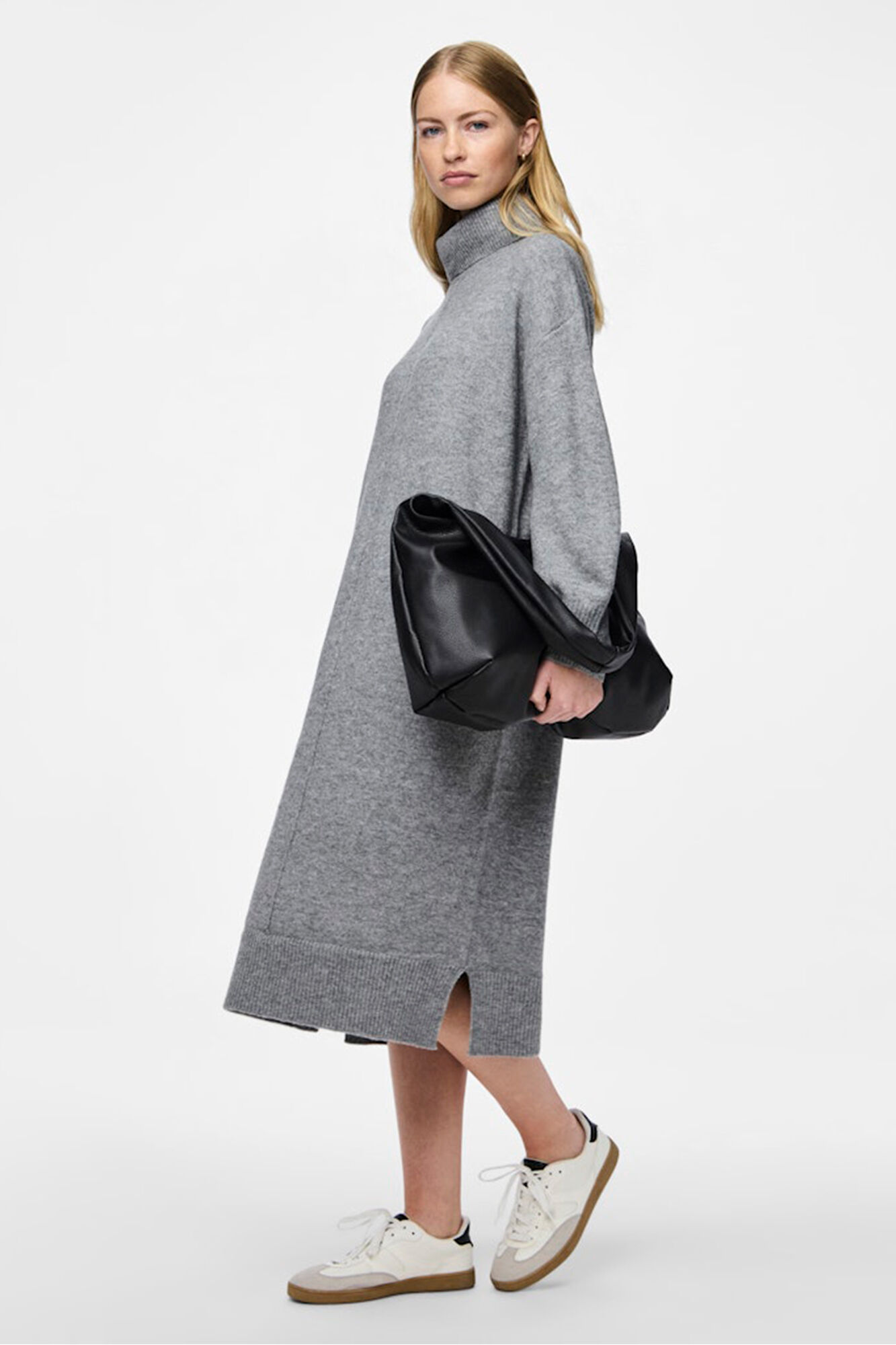 Pieces Vestido punto midi cuello alto