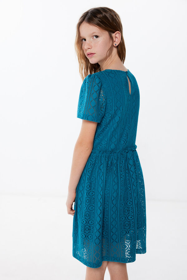 Springfield Vestido crochet menina turquesa