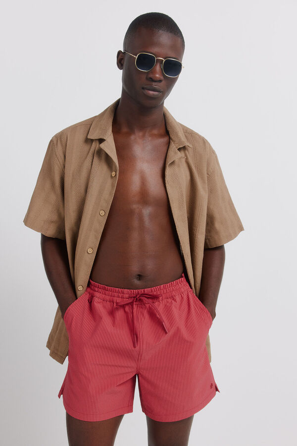 Springfield Kupaći kostim od seersucker tkanine na pruge Crvena