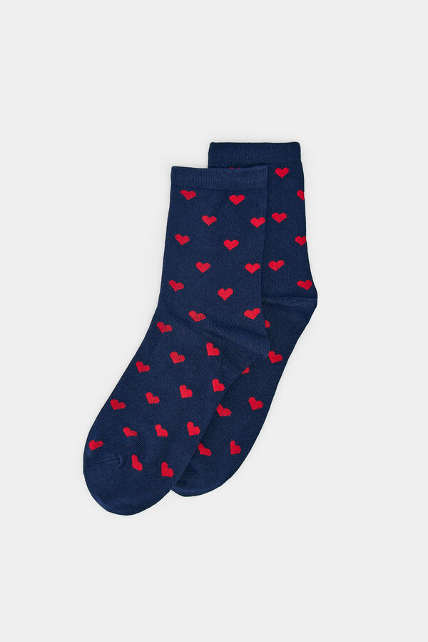 Springfield Long socks with hearts blue