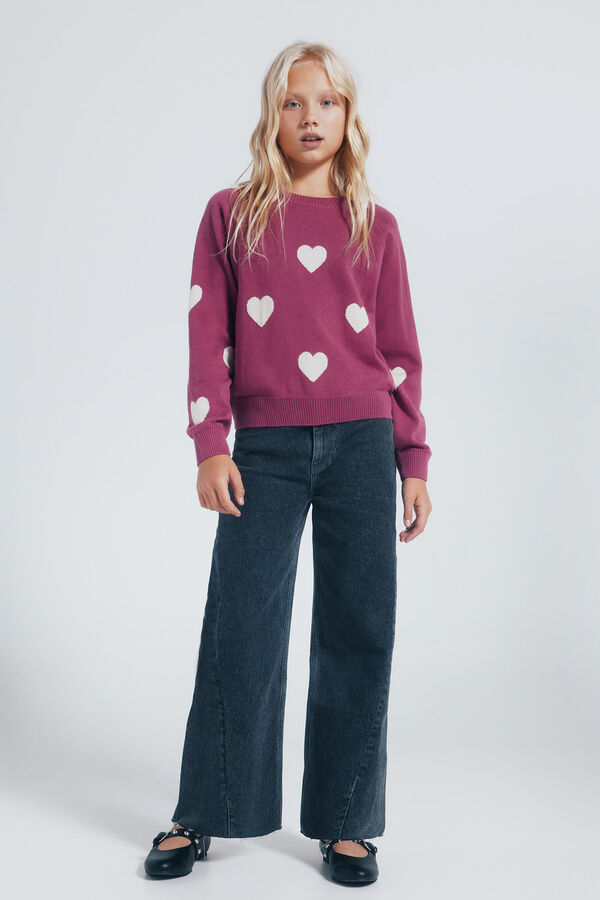 Springfield Kids Djevojački pulover sa srcima Ružičasta