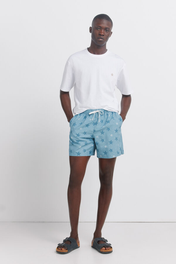 Springfield Ba&ntilde;ador estampado estrellas azul