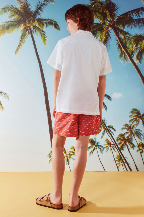 Springfield Kids Dečiji kupaći kostim sa ajkulama Crvena