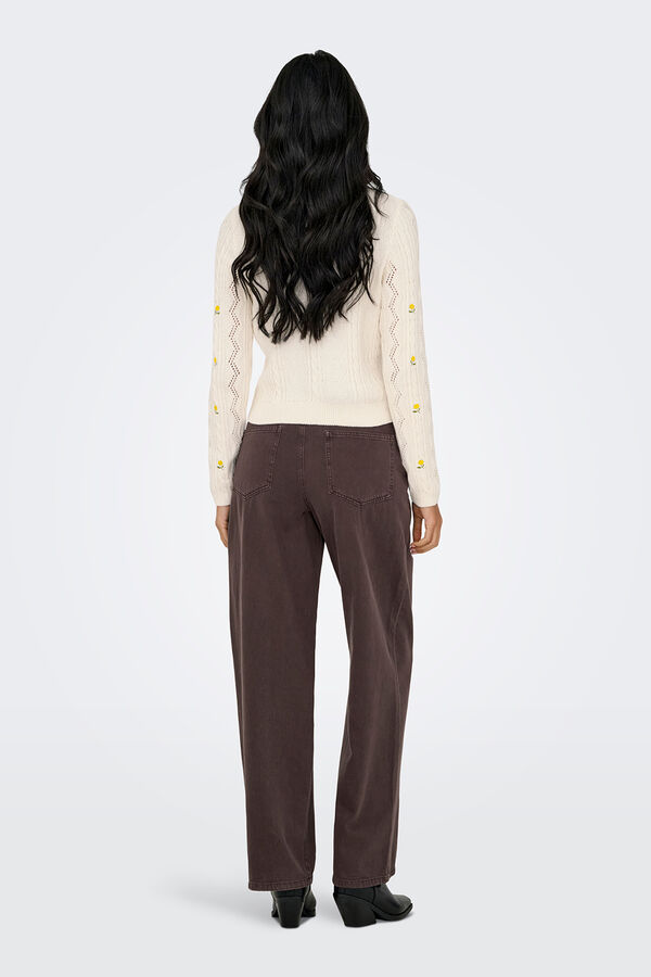 Only Jersey con calados y bordados kaki