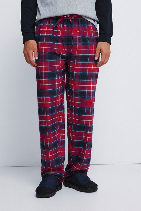 Springfield Duga pidžama sa kariranim pantalone Plava