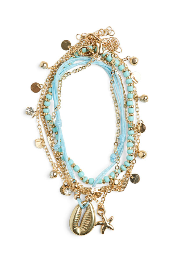 Pieces Pulsera dorada multicolor azul