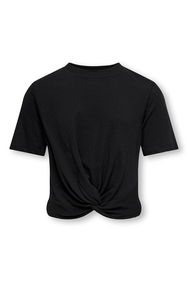 Only Girls Top de manga corta con nudo negro