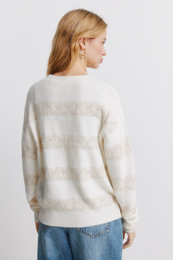 Springfield Džemper pointelle pruge lurex Bež