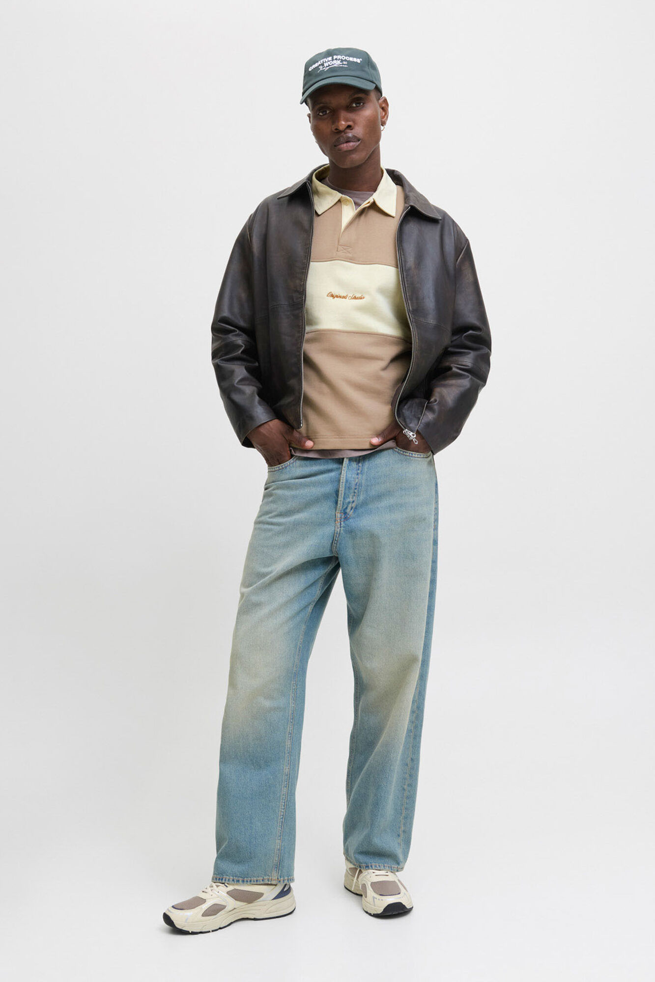 Jack & Jones Sudadera tipo polo franja