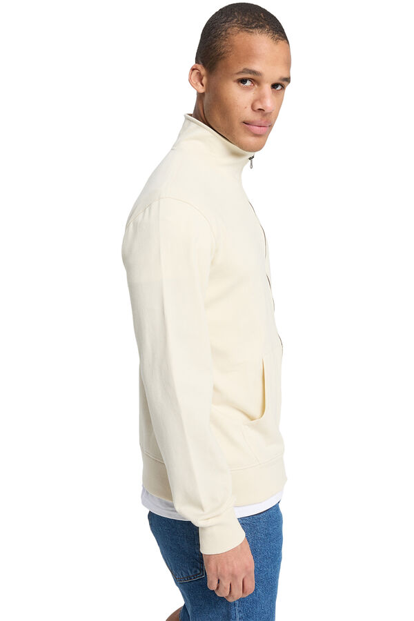 Quiksilver Sudadera con cremallera y cuello mock neck blanco