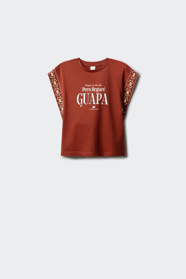 Springfield Kids Camiseta "Llegar&eacute; tarde, pero llegar&eacute; guapa" naranja
