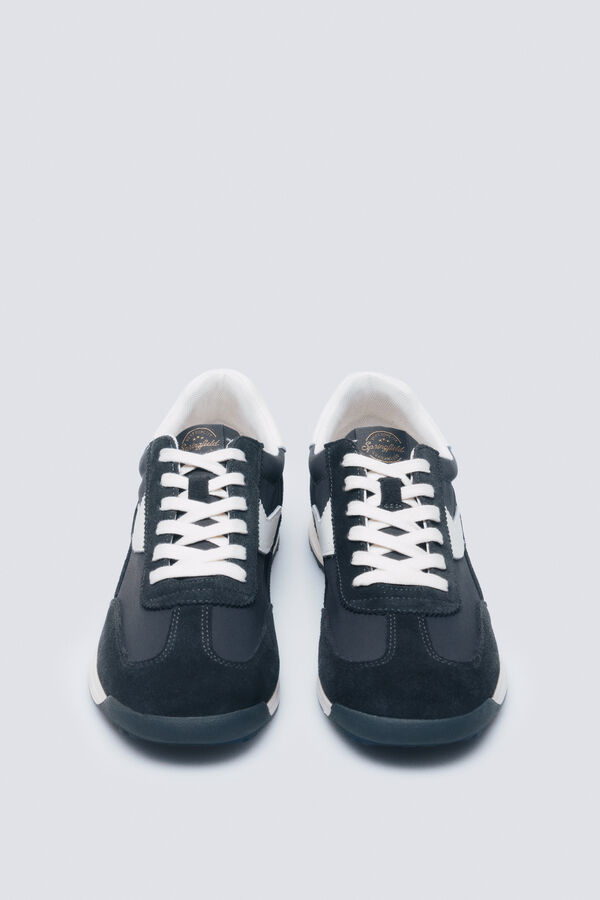 Springfield Zapatilla piel estilo retro azul