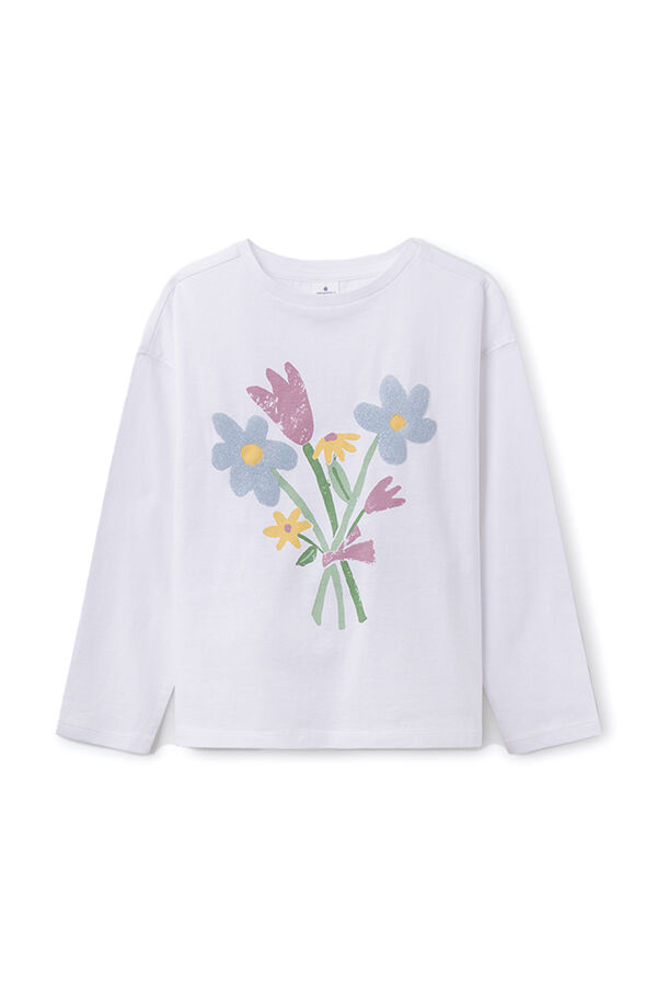 Springfield Camiseta flores niña beige