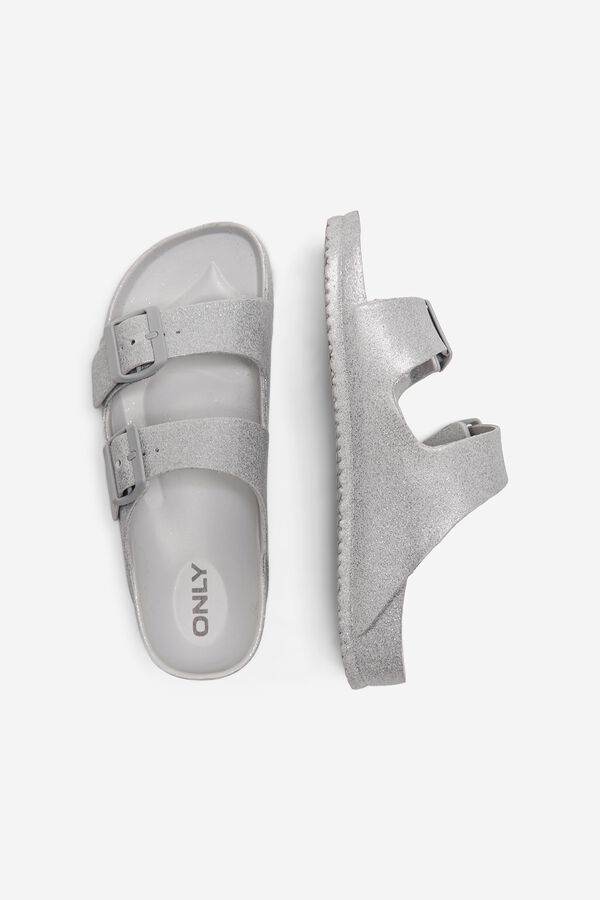 Only Sandalia plana glitter gris