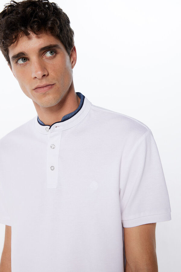 Springfield Polo piqué cuello mao slim fit blanco