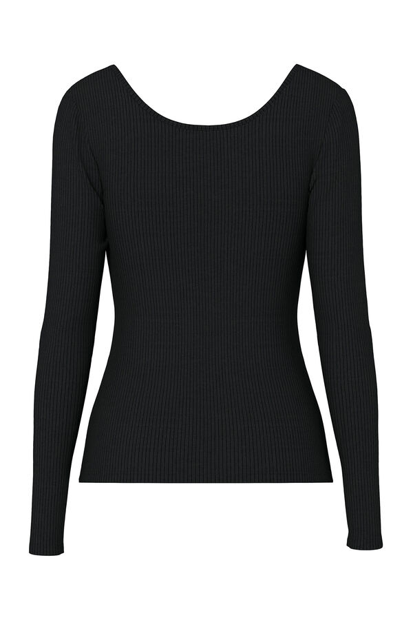 Pieces Top canelado preto