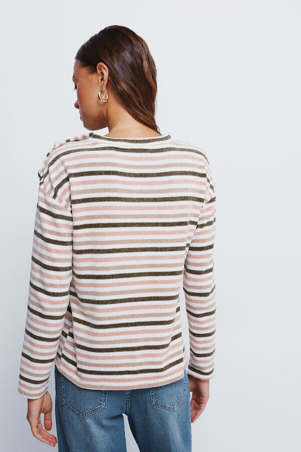 Springfield Džemper od &scaron;enila na pruge sa dugmićima na ramenu Print