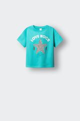 Springfield Kids Majica kratkih rukava love rock za devojčice Zelena