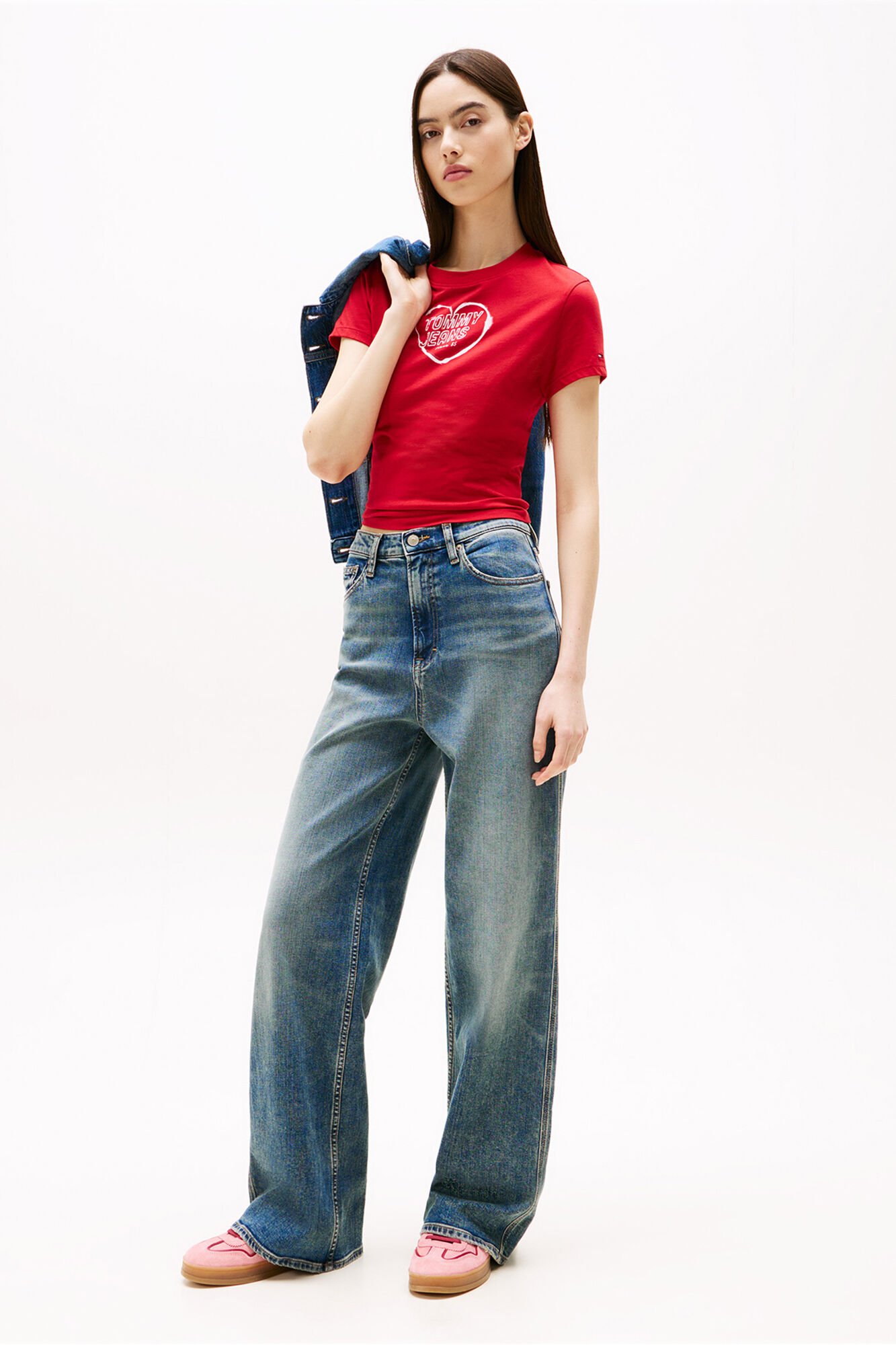 Tommy Jeans Zapatillas de mujer de serraje en color rosa de Tommy Jeans.