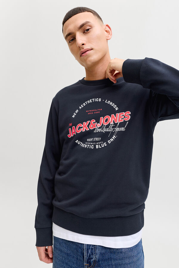 Jack & Jones Sudadera logo grande azul