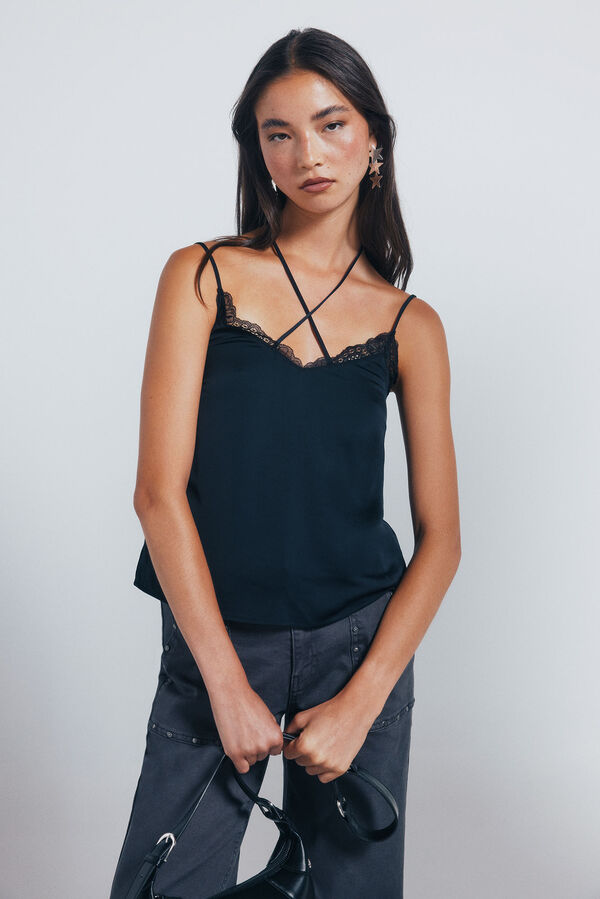 Springfield Top lencero puntilla negro