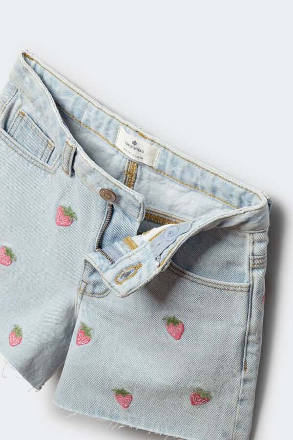 Springfield Kids Short denim fresas ni&ntilde;a azul