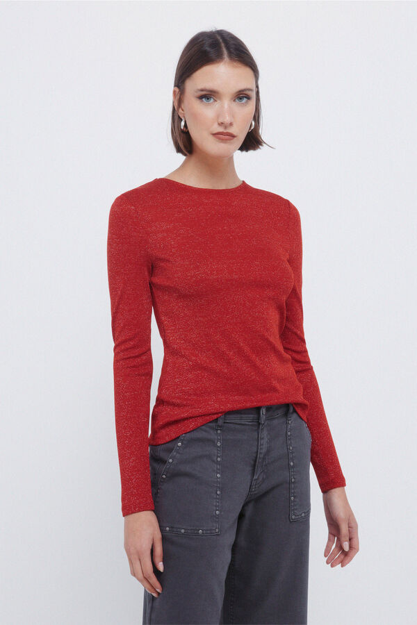 Springfield Majica sa lureksom i izrezom  Crvena