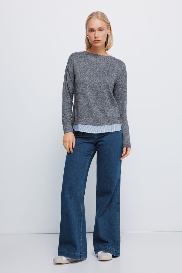 Springfield Kombinovana majica sa bočnim dugmići Siva