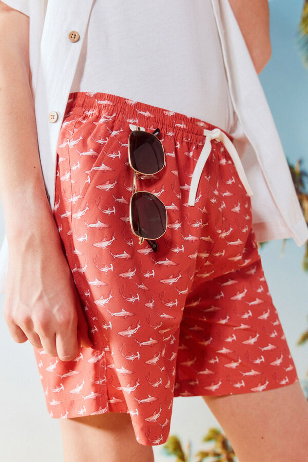 Springfield Kids Dečiji kupaći kostim sa ajkulama Crvena