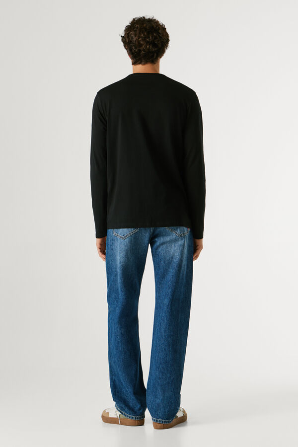 Pepe Jeans T-shirt manga comprida slim preto