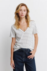 Springfield Pamučna osnovna majica V-izrez Bež