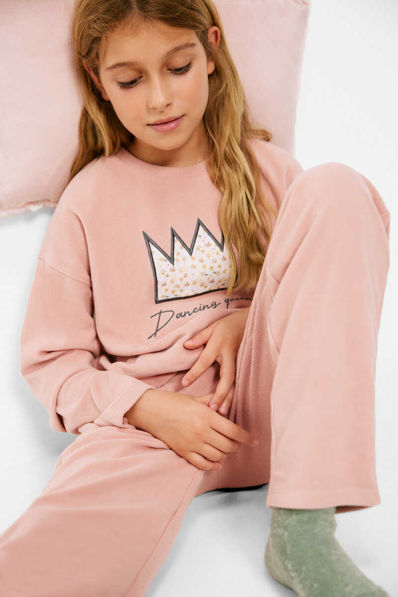 Springfield Pijama polar coroa menina rosa