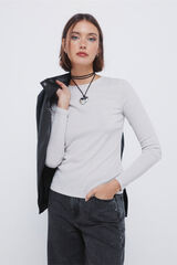 Springfield Majica sa lureksom i izrezom  Siva