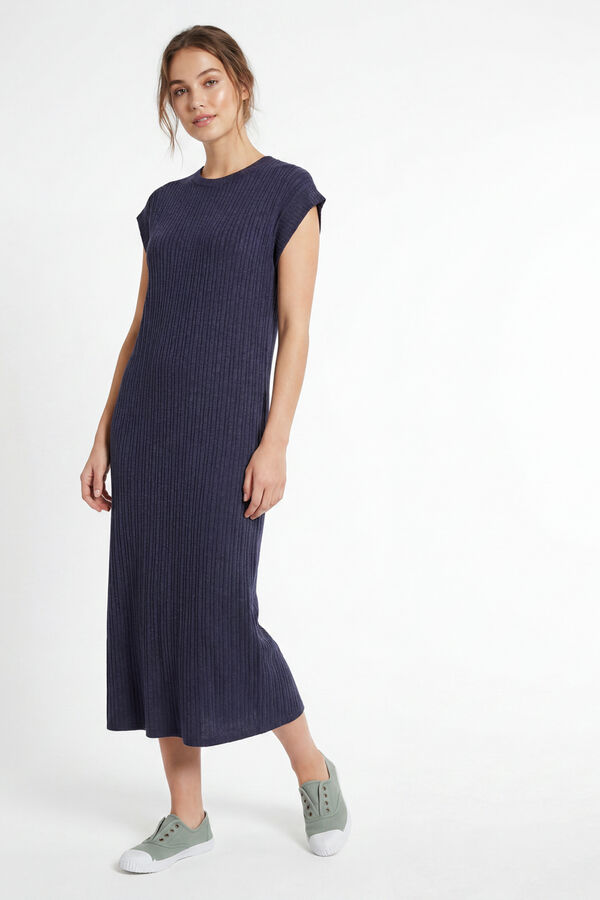 Pieces Vestido midi manga corta azul
