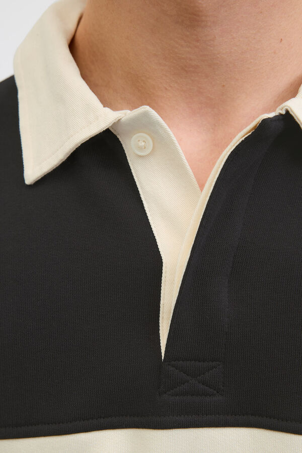 Jack & Jones Sudadera tipo polo franja negro