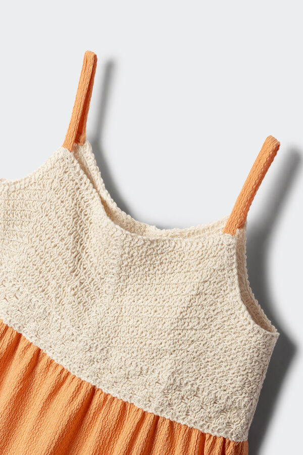 Springfield Kids Haljina za devojčice sa heklanim detaljima Narandžasta