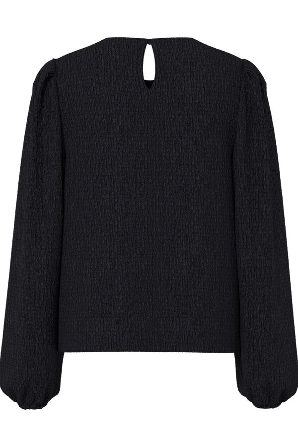 Pieces Top textura fruncido pu&ntilde;os negro