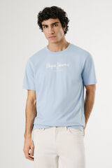 Pepe Jeans Camiseta de manga corta con logo frontal. azul