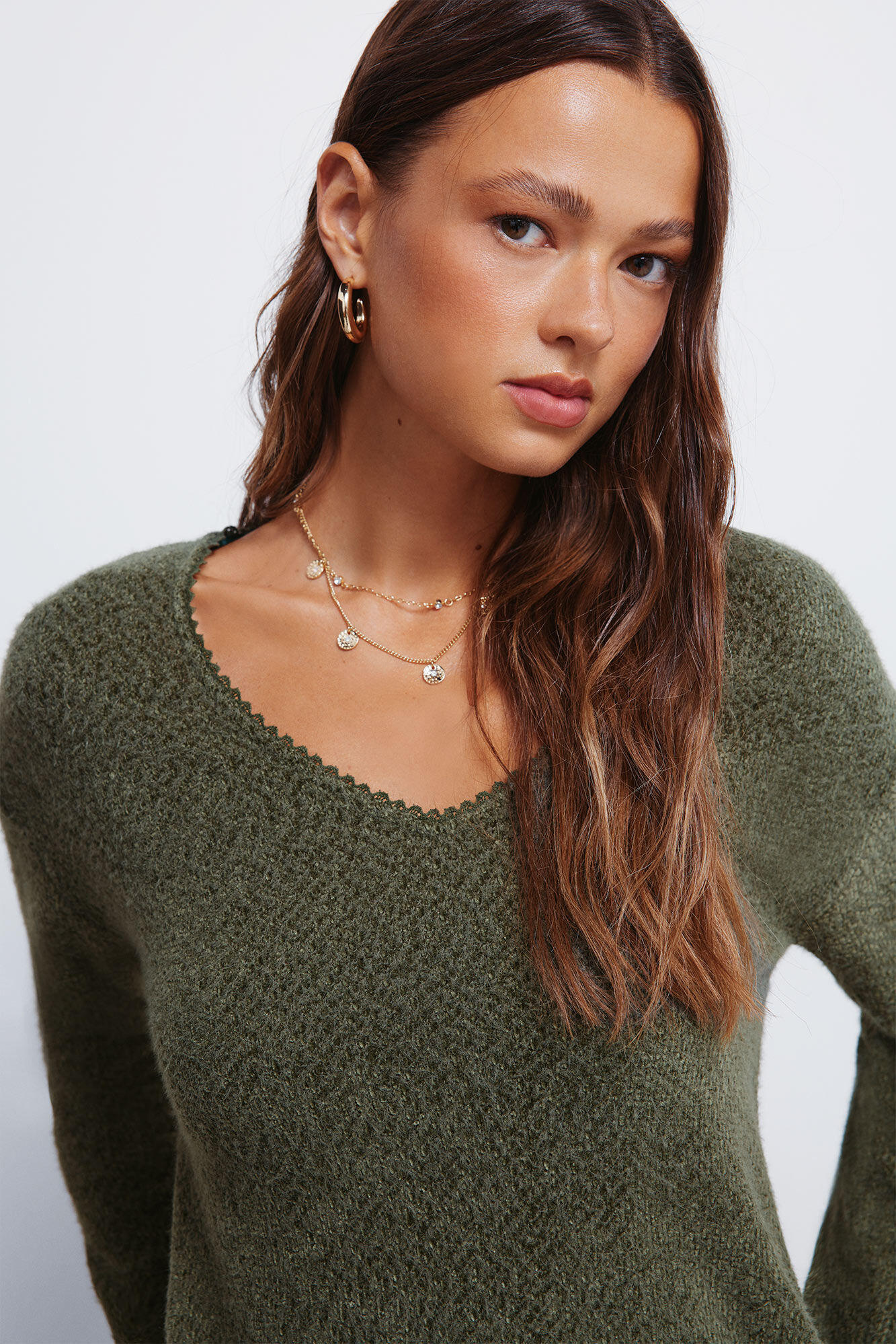 Springfield Zsen&iacute;lia felső csipk&eacute;s dekolt&aacute;zzsal