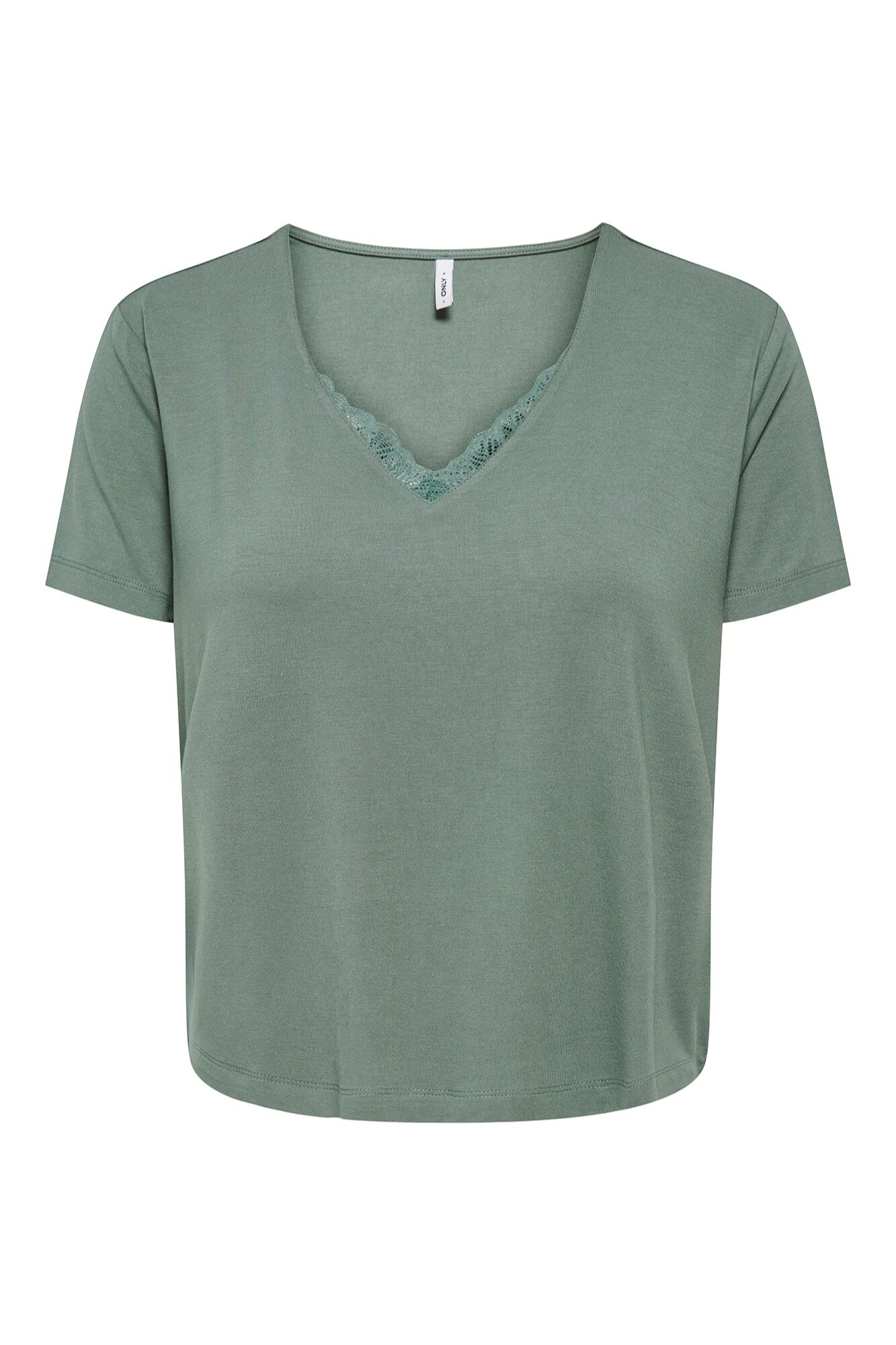 Only T-shirt de renda de manga curta