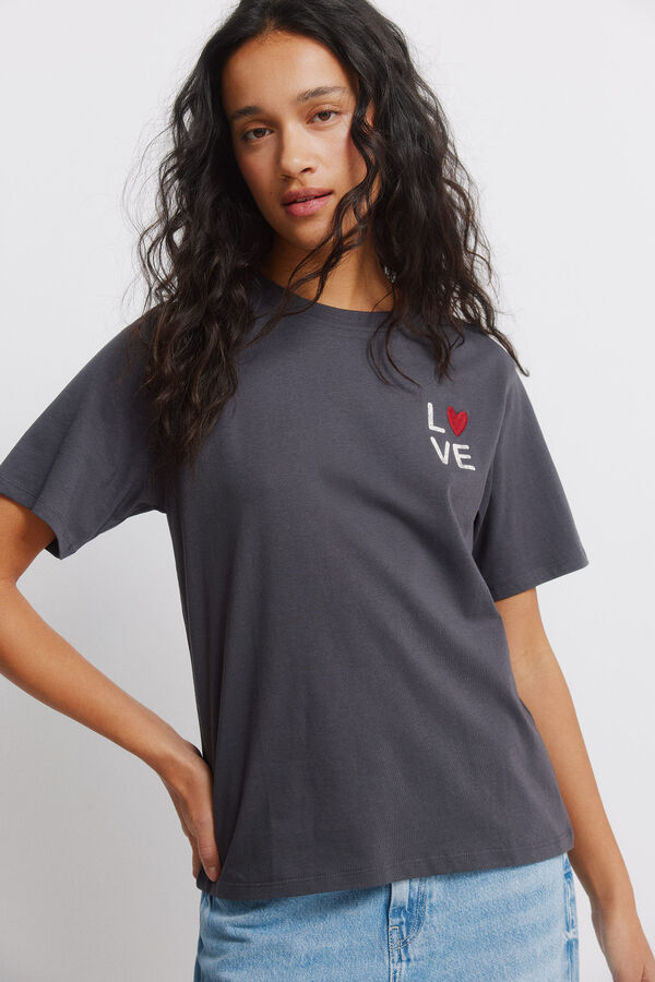 Springfield Camiseta manga corta "Love" gris