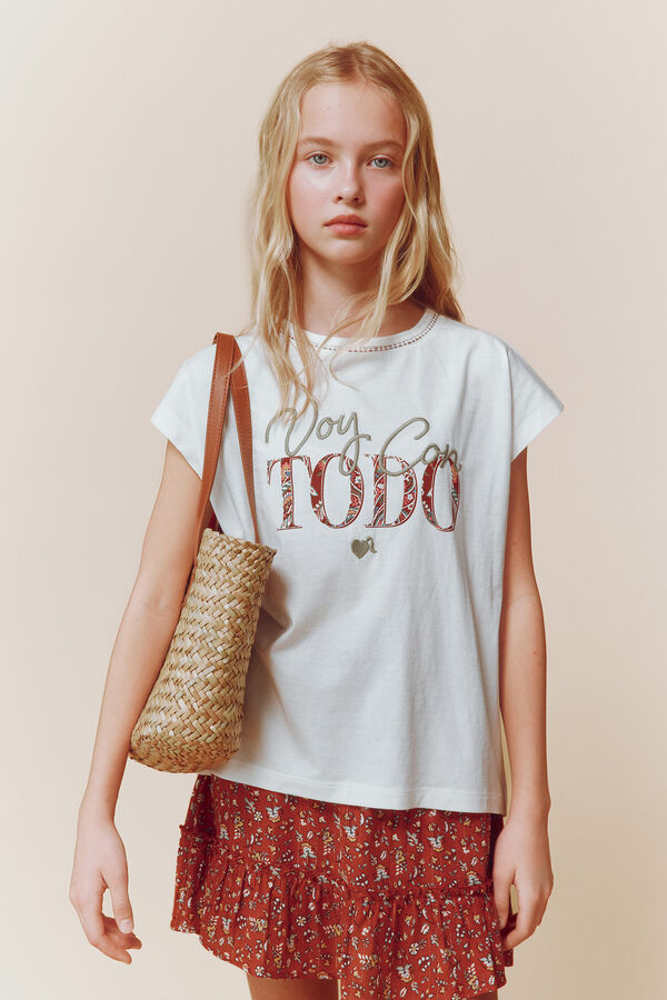 Springfield Kids Camiseta "Voy con todo" marfil