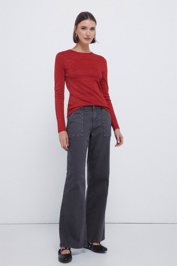 Springfield Majica sa lureksom i izrezom  Crvena