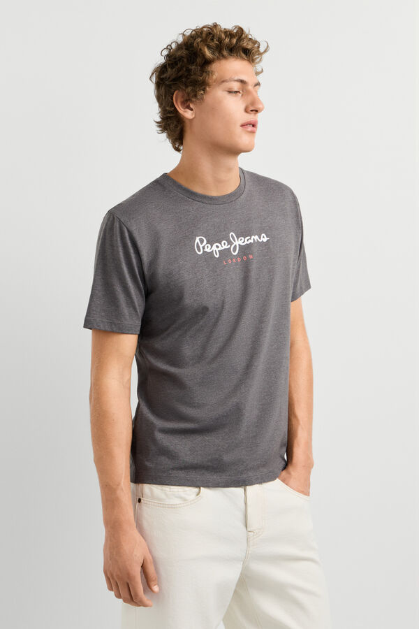 Pepe Jeans T-shirt de manga curta com logo cinzento