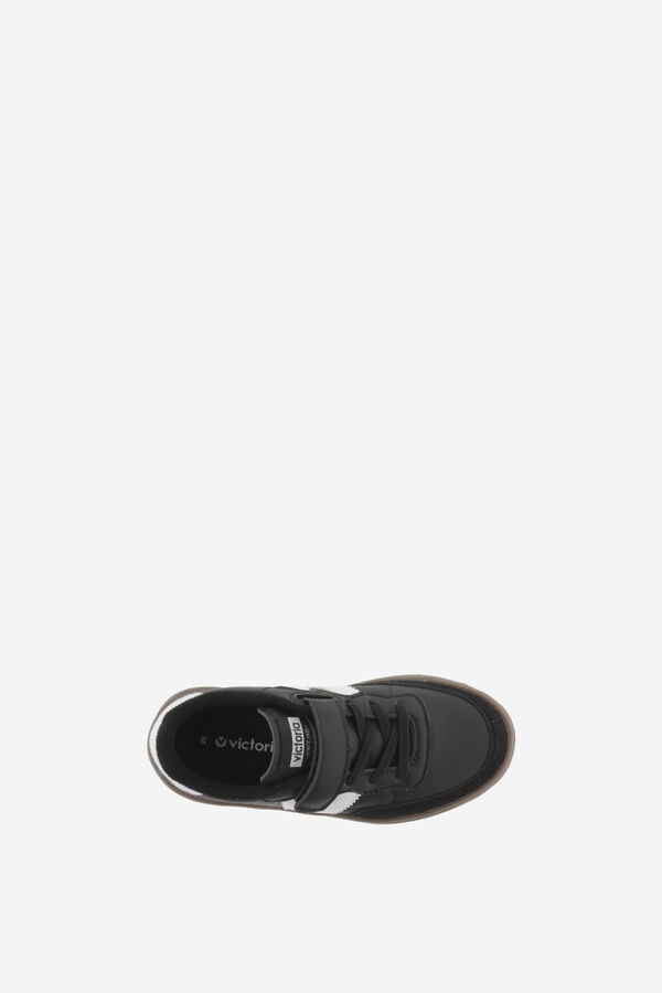 Victoria Zapatillas efecto piel contraste negro