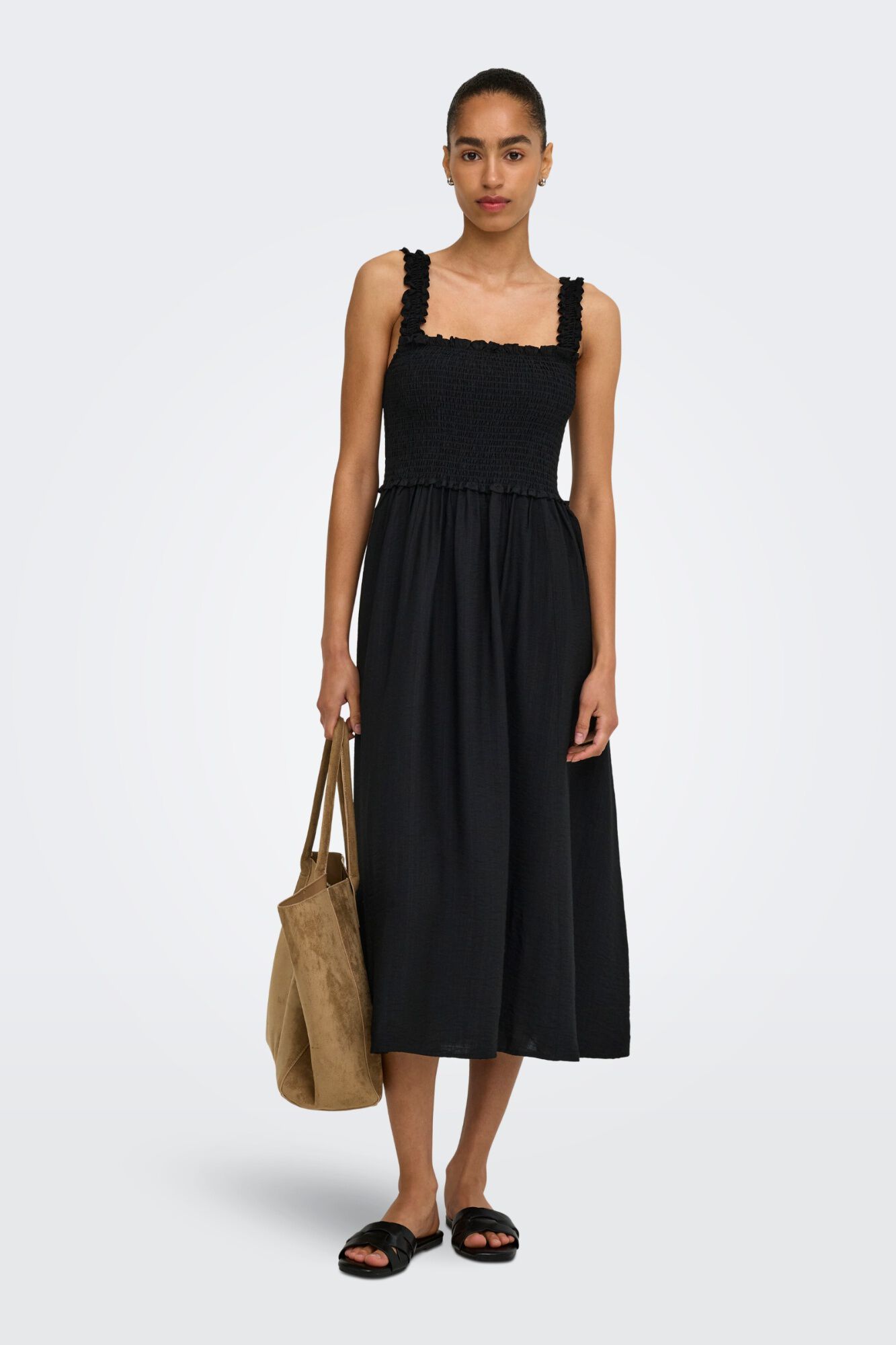 Only Vestido comprido em tecido favo de mel