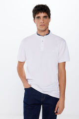 Springfield Polo piqué cuello mao slim fit blanco