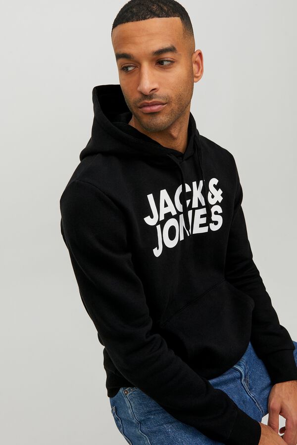 Jack & Jones Log&oacute;s kapucnis pul&oacute;ver fekete