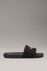 Calvin Klein Slide-Sandalen mit eingraviertem Logo. Schwarz
